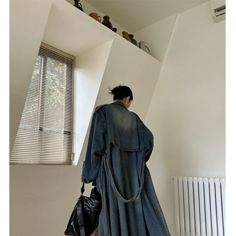 Manteau trench en jean délavé  - Trench Coat Formal avis et prix