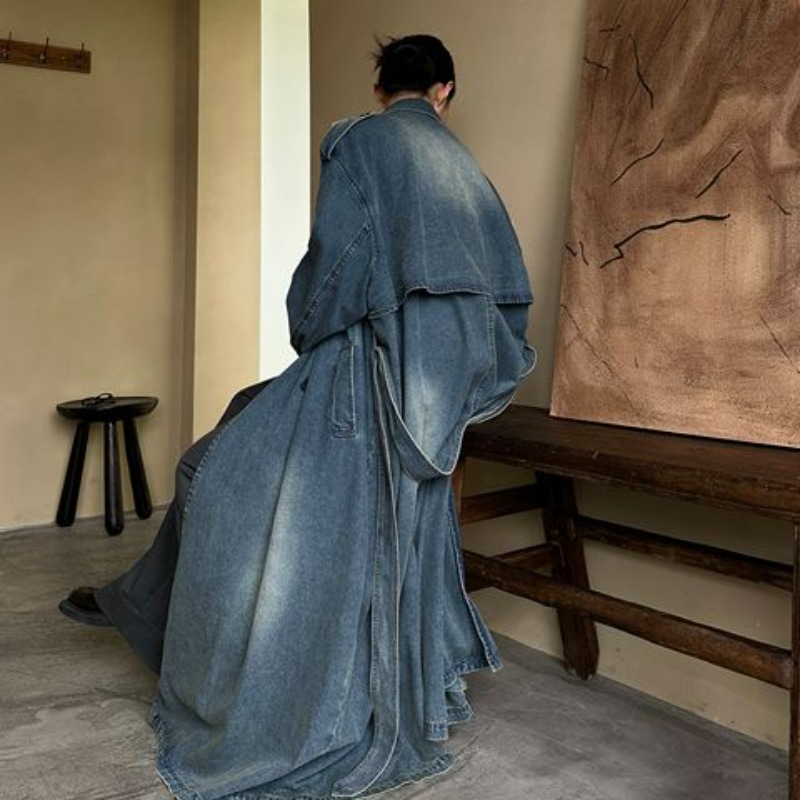 Manteau trench en jean délavé  - Trench Coat Formal avis et prix