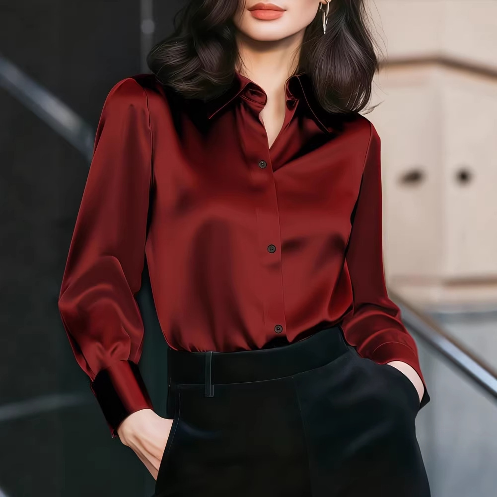 Chemisier pour femmes en satin - Women Formal Office Wear Tops avis et prix