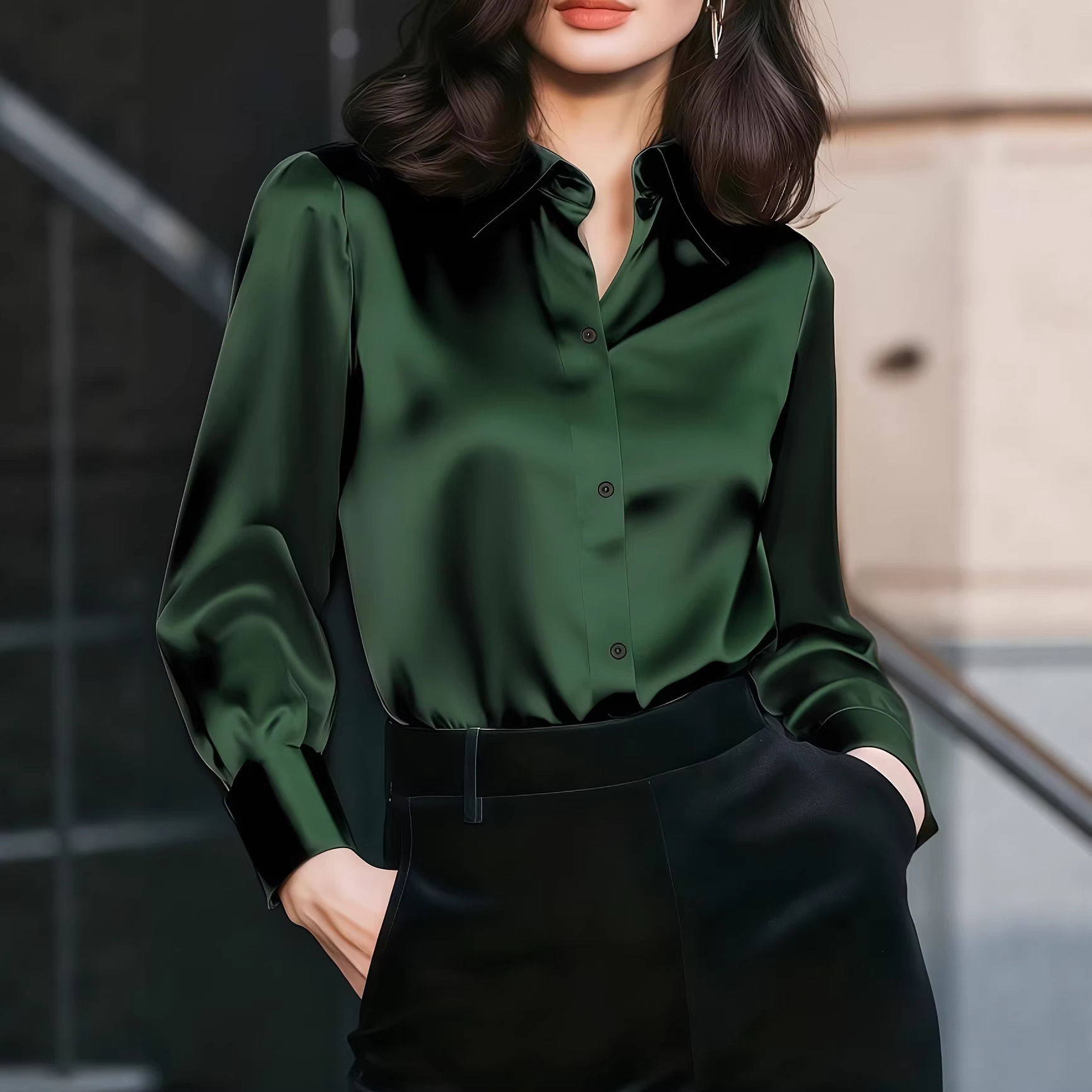Chemisier pour femmes en satin - Women Formal Office Wear Tops avis et prix